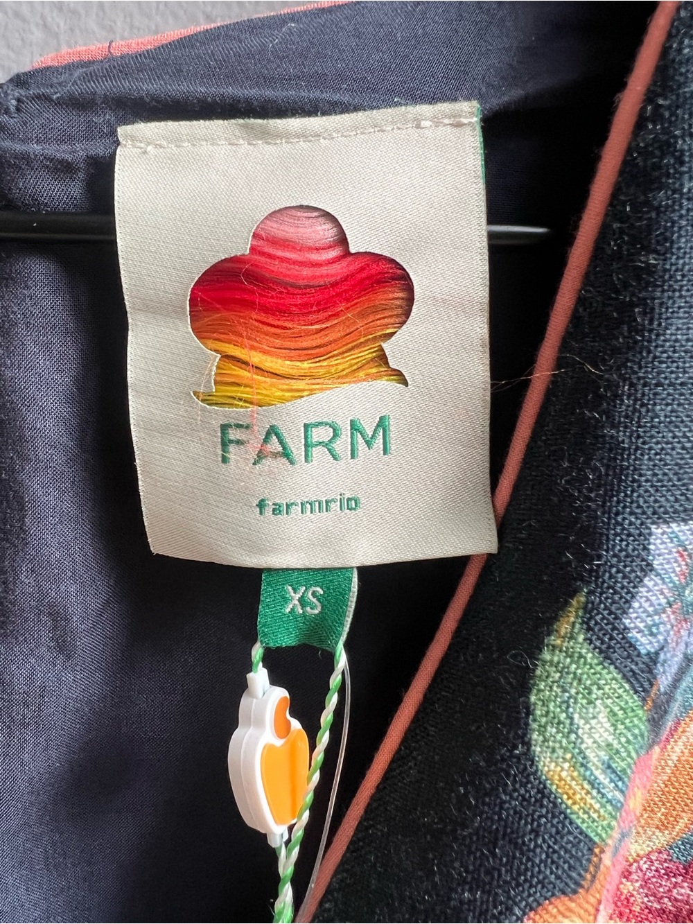 FARM Rio Navy Midi Dress with Pink and Yellow Floral Embroidery - Picture 9 of 16